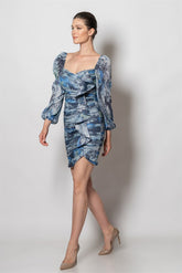 Blue Ruched Dress